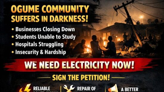 Urgent request for immediate Restoration of electricity supply to Ogume community